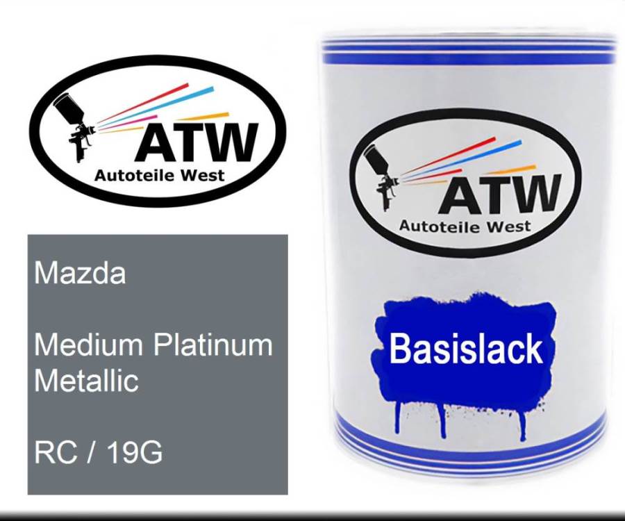 Mazda, Medium Platinum Metallic, RC / 19G: 500ml Lackdose, von ATW Autoteile West.